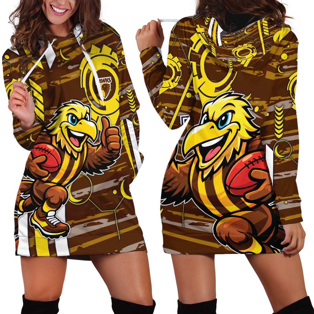 Hawthorn Hawks Hoodie Dress Mascot Cartoon Football Illustration Style
