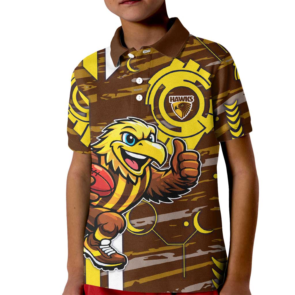 Hawthorn Hawks Kid Polo Shirt Mascot Cartoon Football Illustration Style