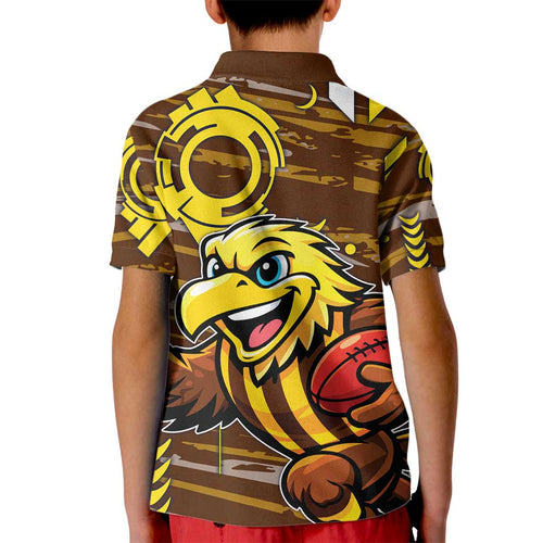 Hawthorn Hawks Kid Polo Shirt Mascot Cartoon Football Illustration Style