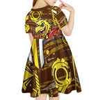Hawthorn Hawks Kid Short Sleeve Dress Mascot Cartoon Football Illustration Style