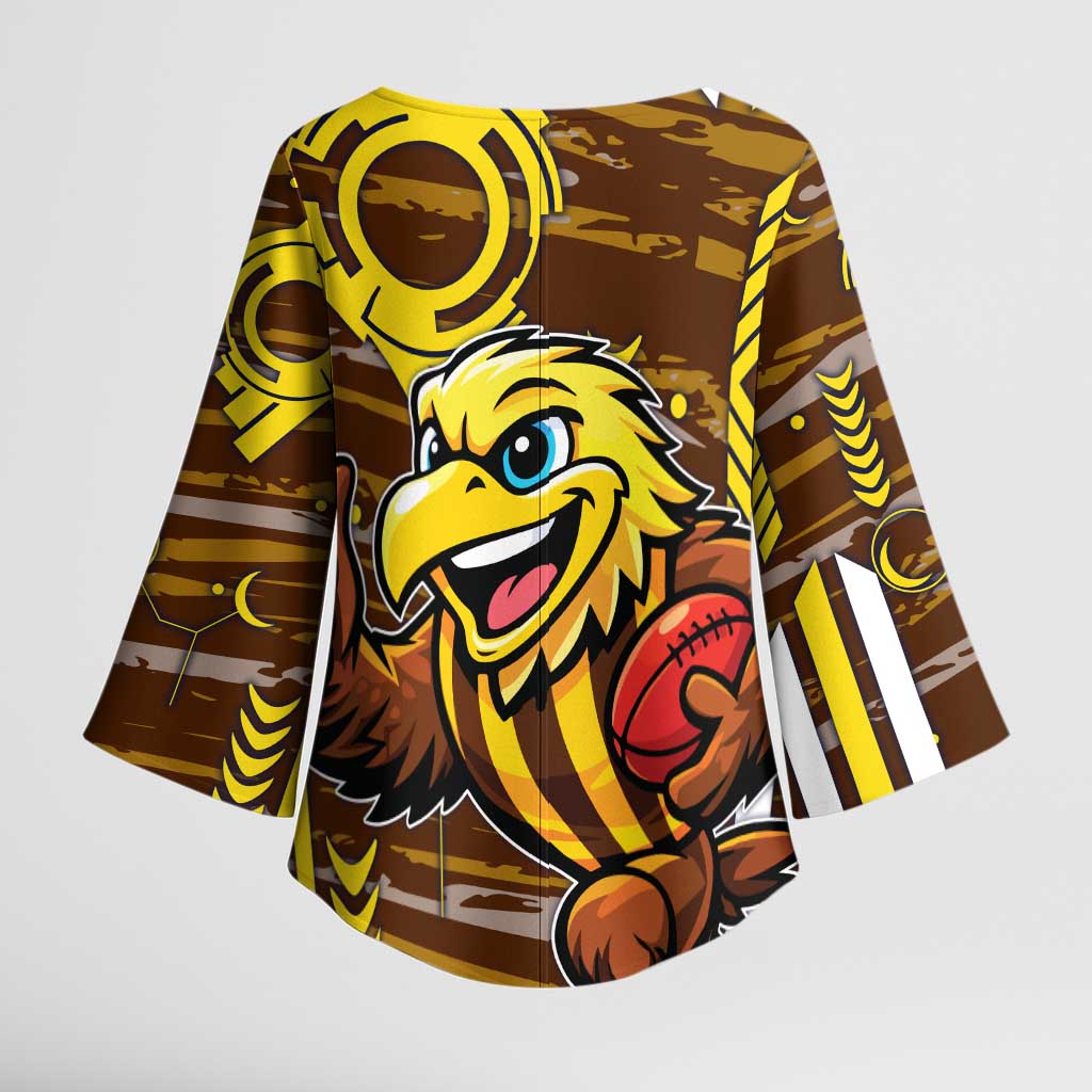 Hawthorn Hawks Kimono Sleeve Blouse Mascot Cartoon Football Illustration Style