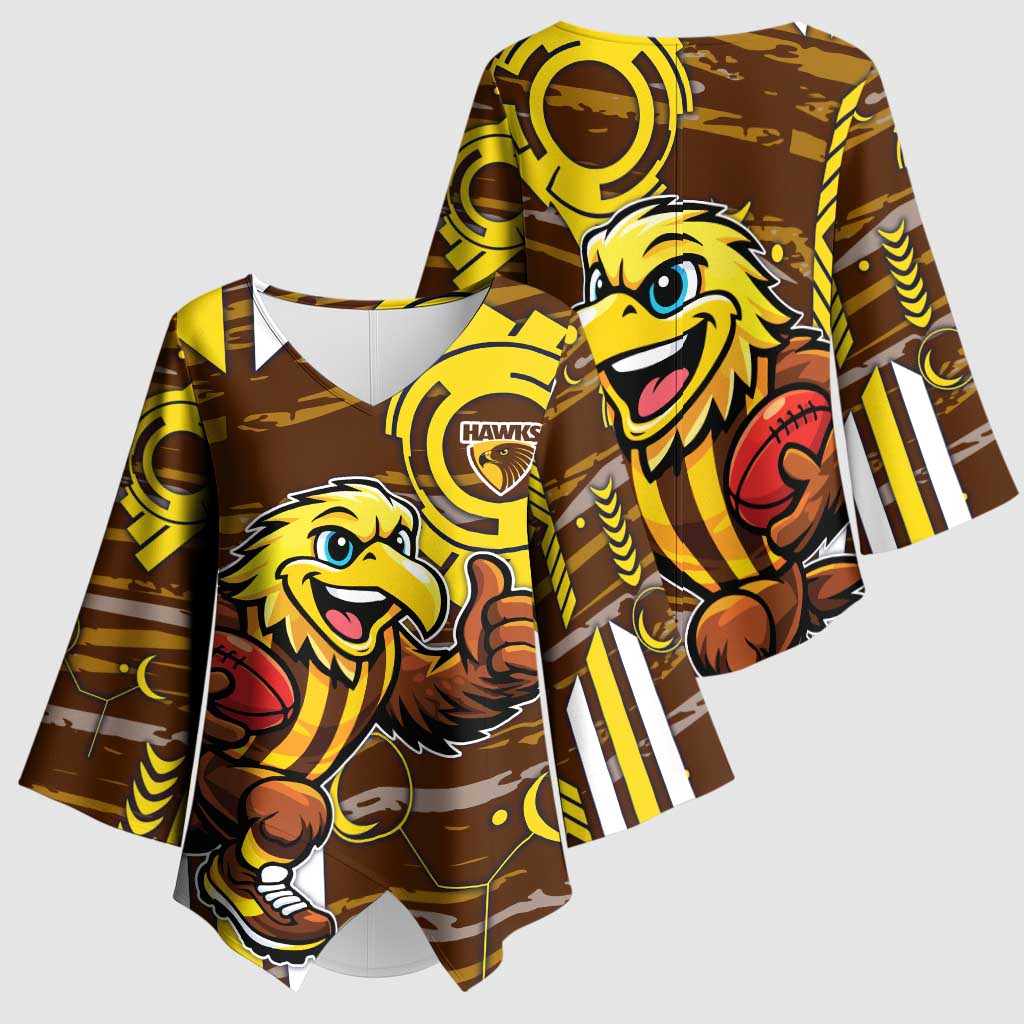 Hawthorn Hawks Kimono Sleeve Blouse Mascot Cartoon Football Illustration Style