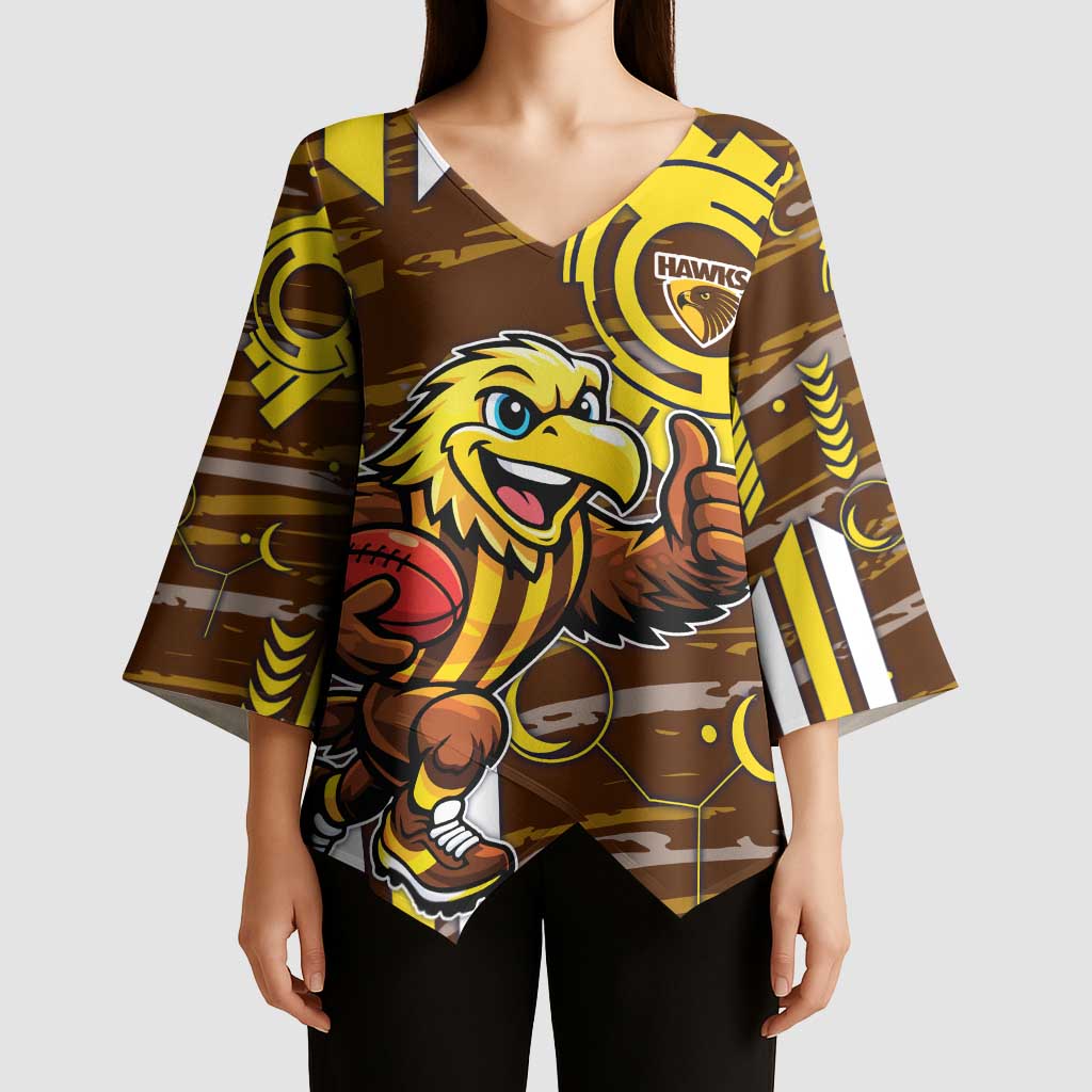 Hawthorn Hawks Kimono Sleeve Blouse Mascot Cartoon Football Illustration Style