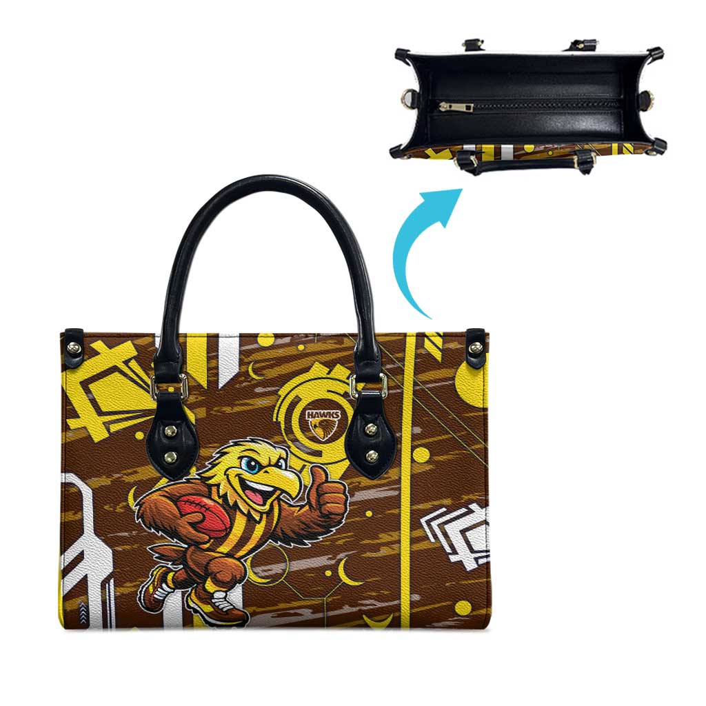 Hawthorn Hawks Leather Bag Mascot Cartoon Football Illustration Style