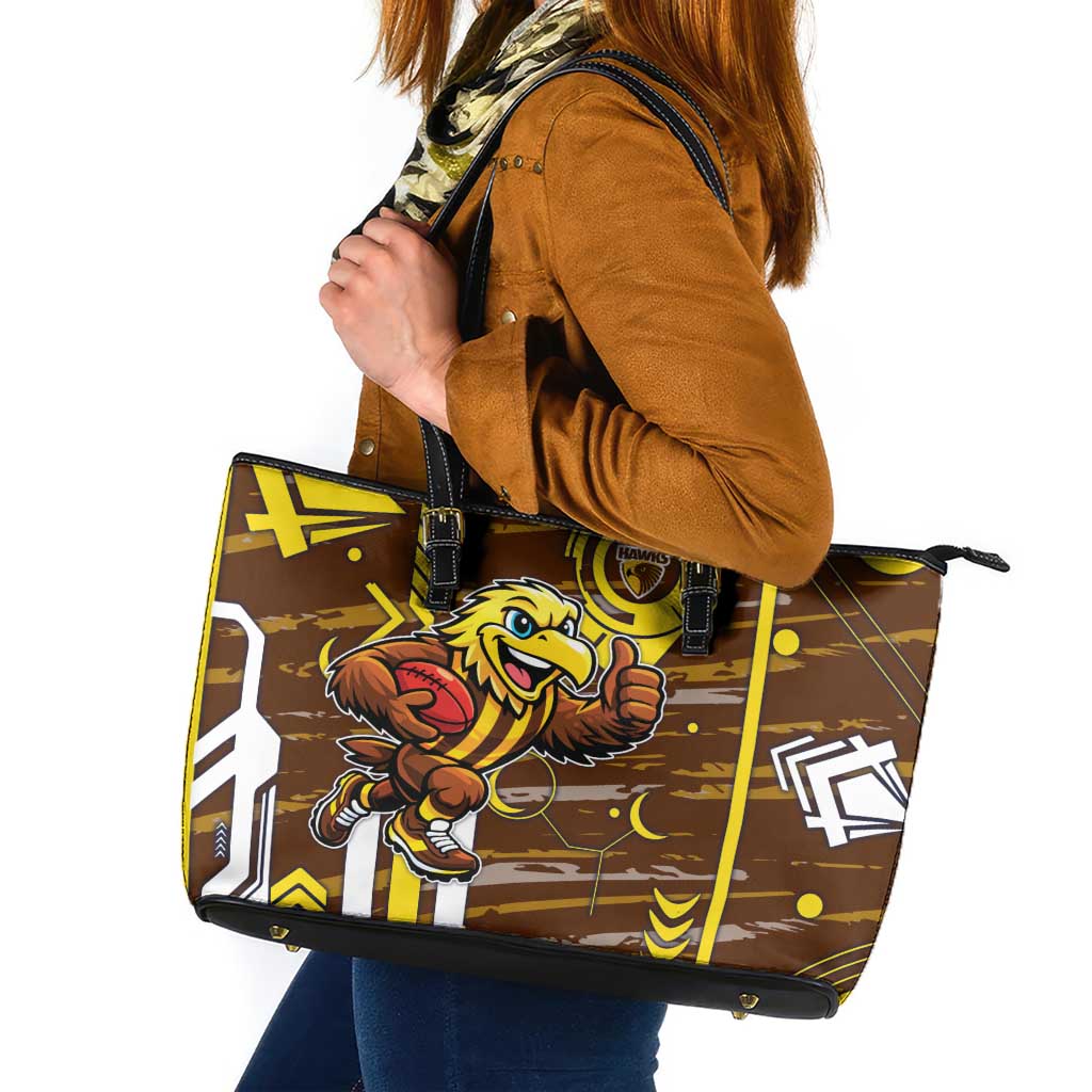 Hawthorn Hawks Leather Tote Bag Mascot Cartoon Football Illustration Style
