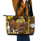 Hawthorn Hawks Leather Tote Bag Mascot Cartoon Football Illustration Style