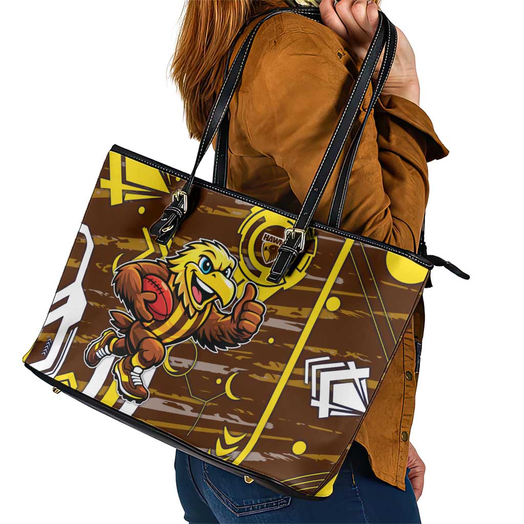 Hawthorn Hawks Leather Tote Bag Mascot Cartoon Football Illustration Style
