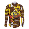 Hawthorn Hawks Long Sleeve Button Shirt Mascot Cartoon Football Illustration Style
