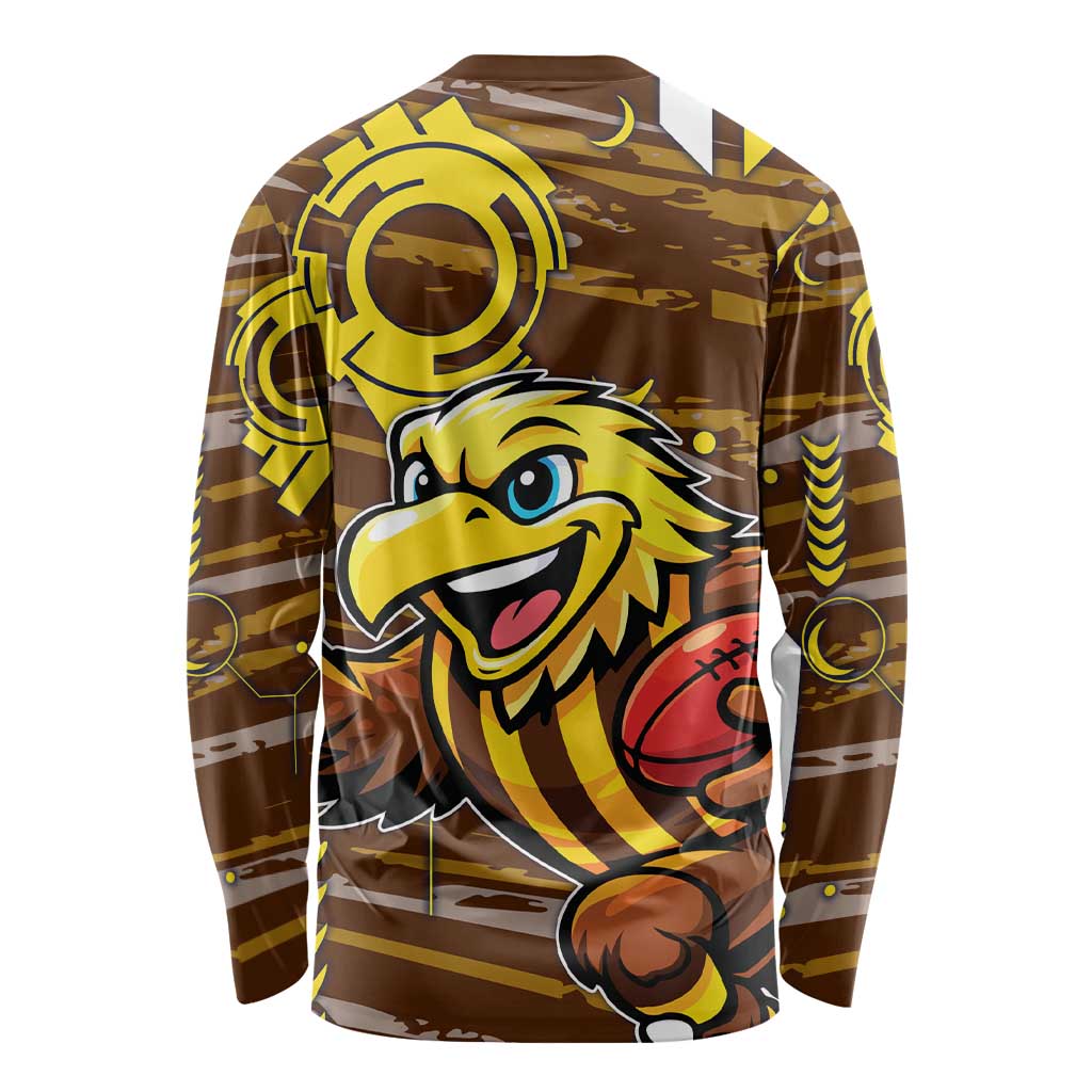 Hawthorn Hawks Long Sleeve Shirt Mascot Cartoon Football Illustration Style