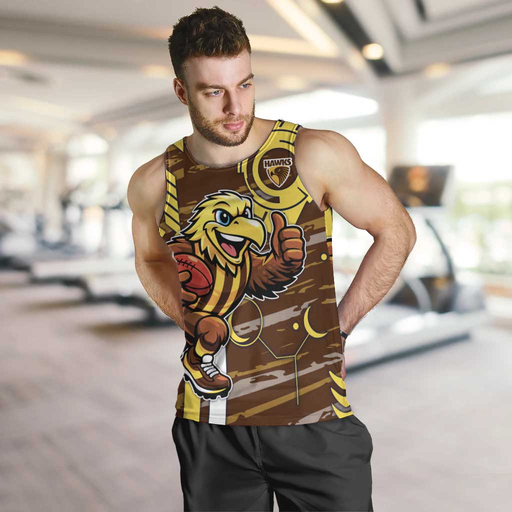 Hawthorn Hawks Men Tank Top Mascot Cartoon Football Illustration Style