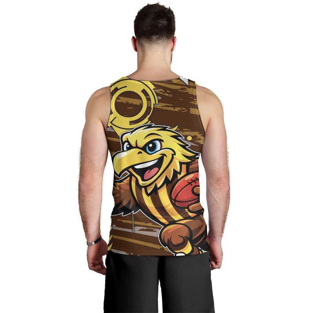 Hawthorn Hawks Men Tank Top Mascot Cartoon Football Illustration Style