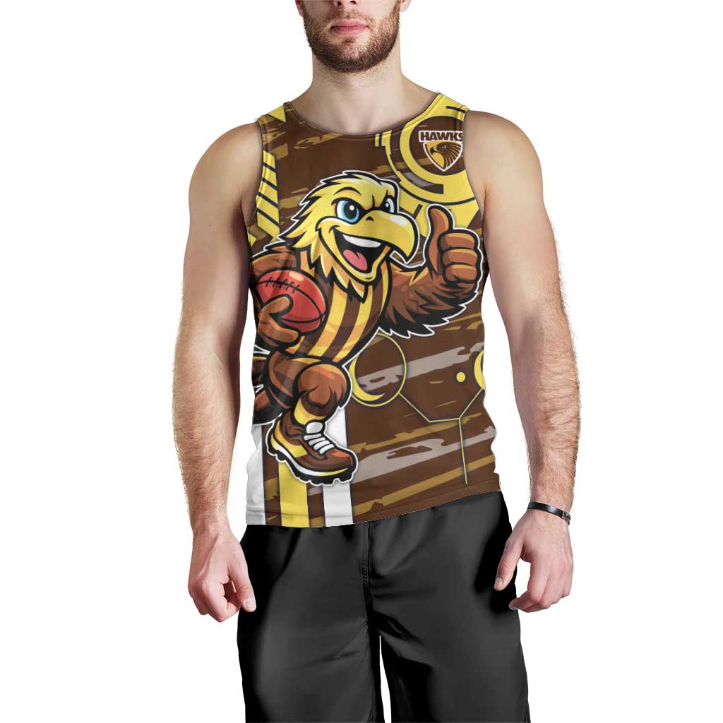 Hawthorn Hawks Men Tank Top Mascot Cartoon Football Illustration Style