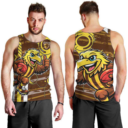 Hawthorn Hawks Men Tank Top Mascot Cartoon Football Illustration Style
