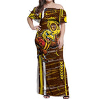 Hawthorn Hawks Off Shoulder Maxi Dress Mascot Cartoon Football Illustration Style
