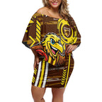 Hawthorn Hawks Off Shoulder Short Dress Mascot Cartoon Football Illustration Style