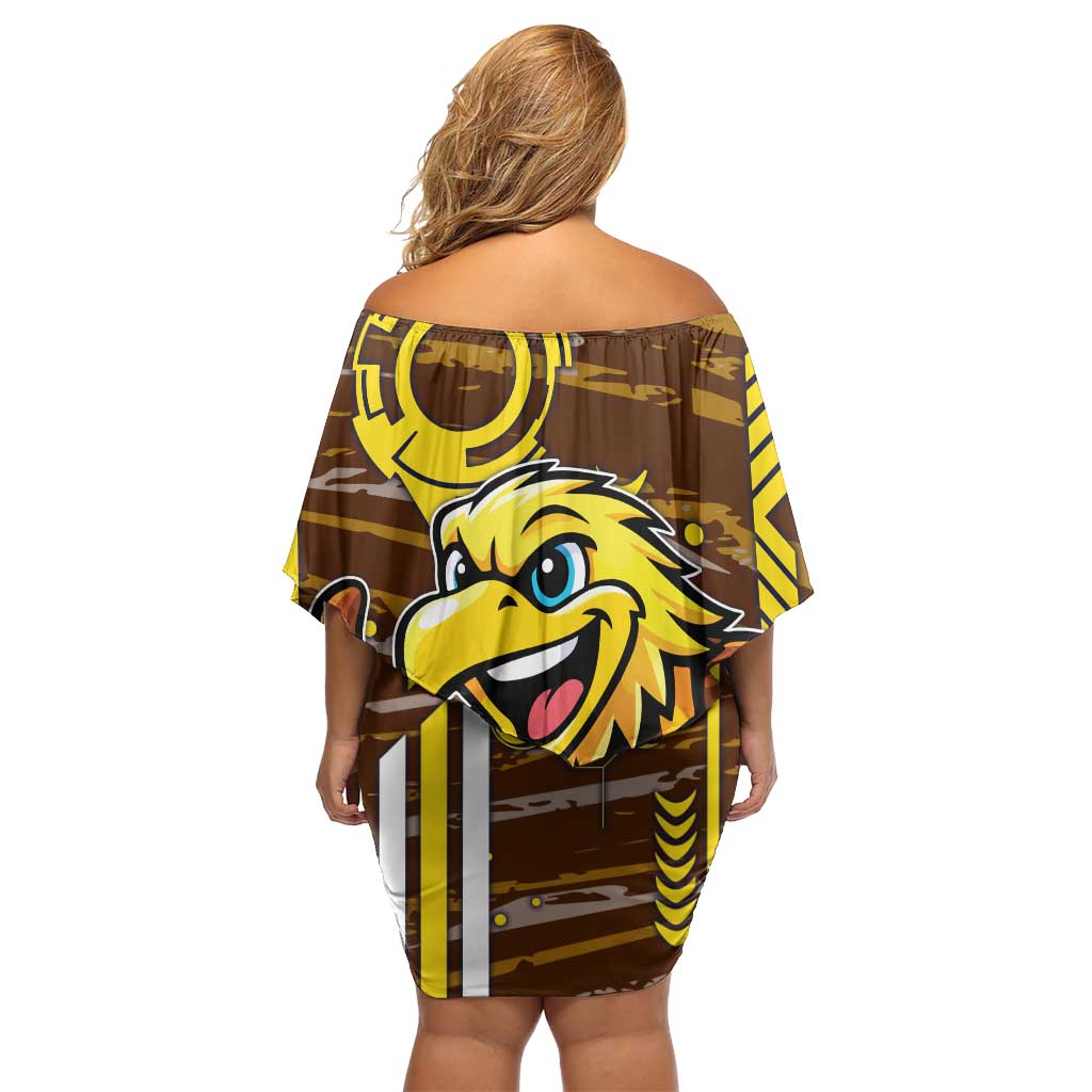 Hawthorn Hawks Off Shoulder Short Dress Mascot Cartoon Football Illustration Style