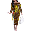 Hawthorn Hawks Off The Shoulder Long Sleeve Dress Mascot Cartoon Football Illustration Style
