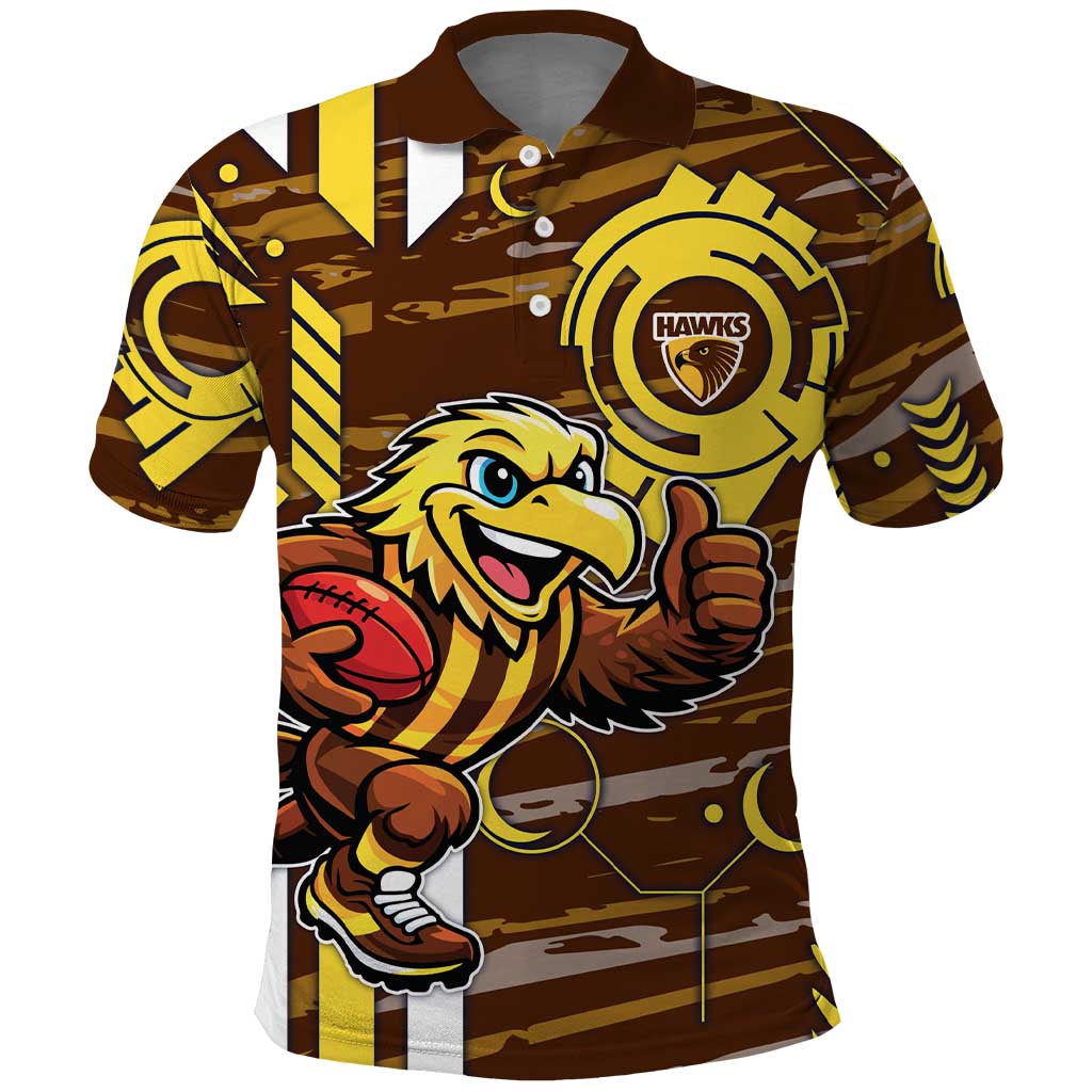 Hawthorn Hawks Polo Shirt Mascot Cartoon Football Illustration Style