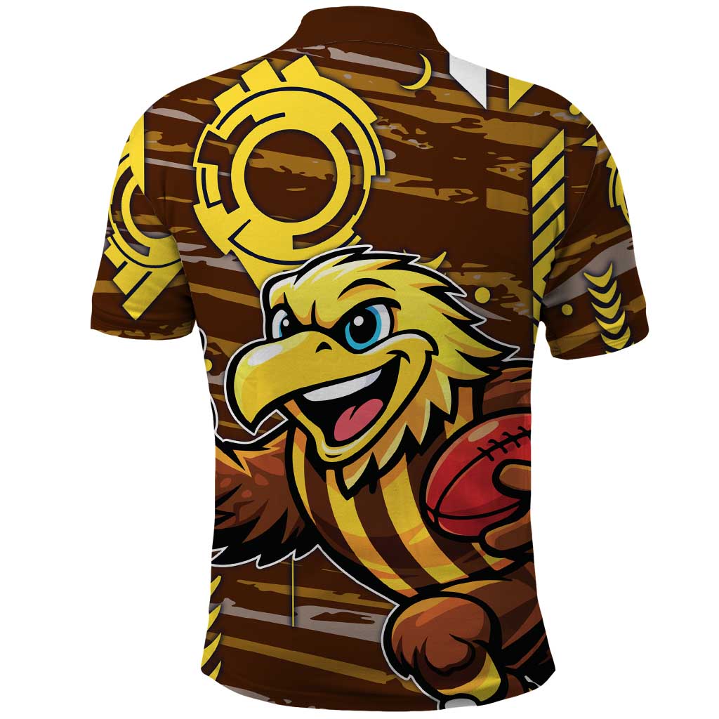 Hawthorn Hawks Polo Shirt Mascot Cartoon Football Illustration Style