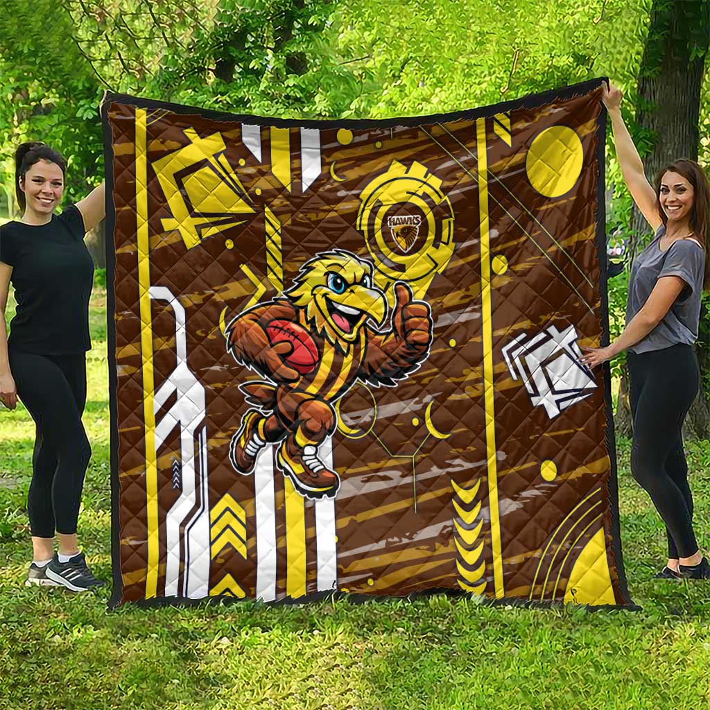 Hawthorn Hawks Quilt Mascot Cartoon Football Illustration Style