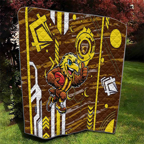 Hawthorn Hawks Quilt Mascot Cartoon Football Illustration Style