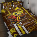 Hawthorn Hawks Quilt Bed Set Mascot Cartoon Football Illustration Style
