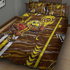 Hawthorn Hawks Quilt Bed Set Mascot Cartoon Football Illustration Style