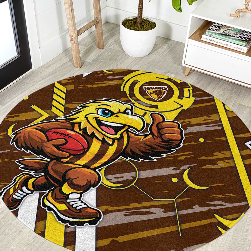 Hawthorn Hawks Round Carpet Mascot Cartoon Football Illustration Style