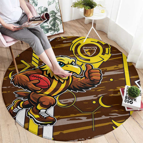 Hawthorn Hawks Round Carpet Mascot Cartoon Football Illustration Style