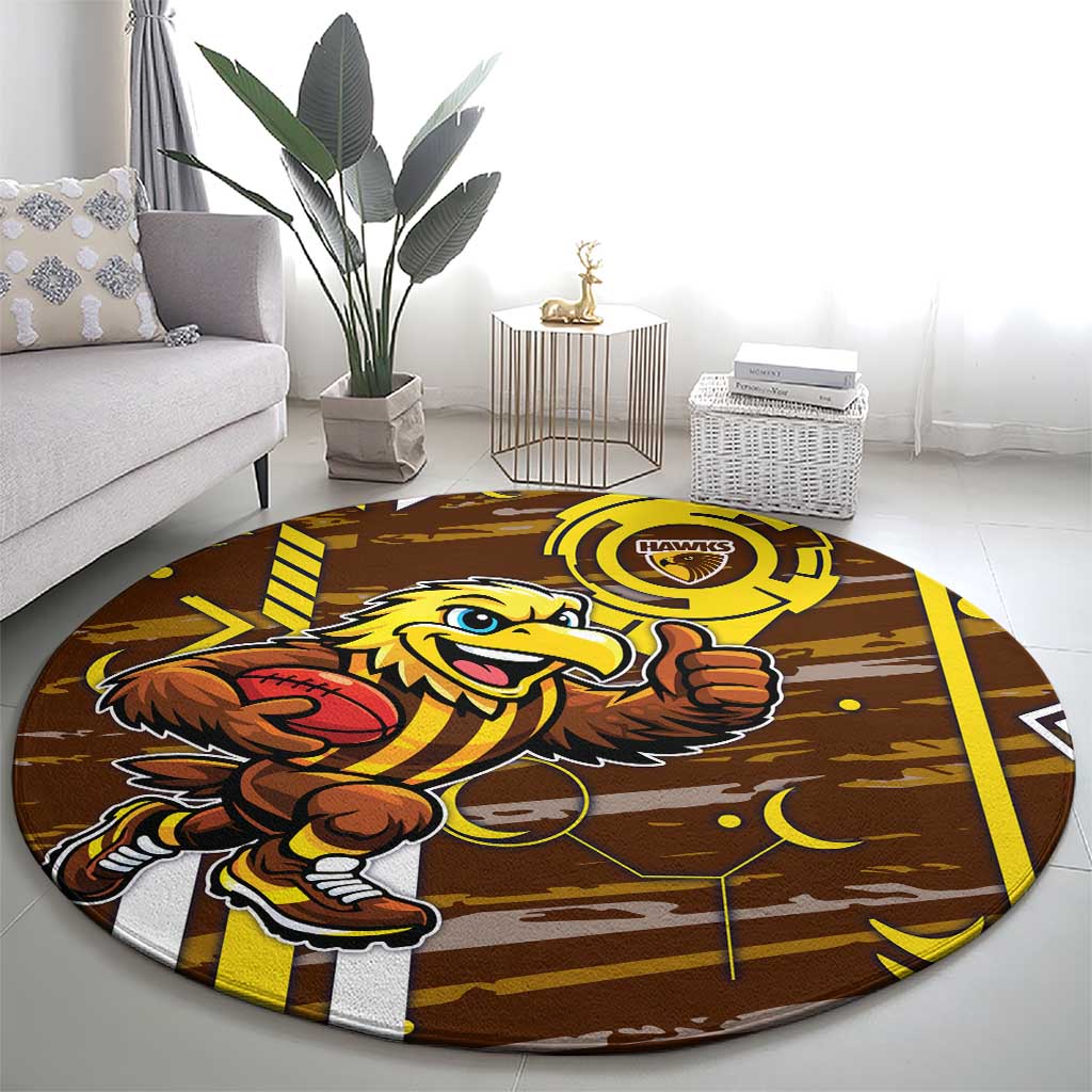 Hawthorn Hawks Round Carpet Mascot Cartoon Football Illustration Style