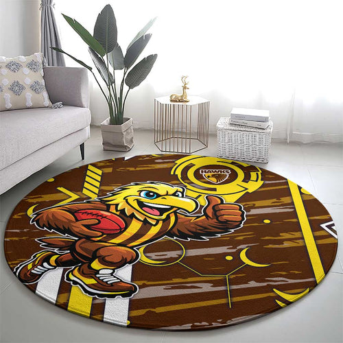 Hawthorn Hawks Round Carpet Mascot Cartoon Football Illustration Style