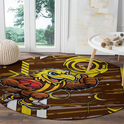 Hawthorn Hawks Round Carpet Mascot Cartoon Football Illustration Style