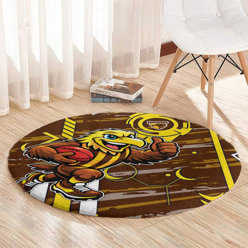 Hawthorn Hawks Round Carpet Mascot Cartoon Football Illustration Style