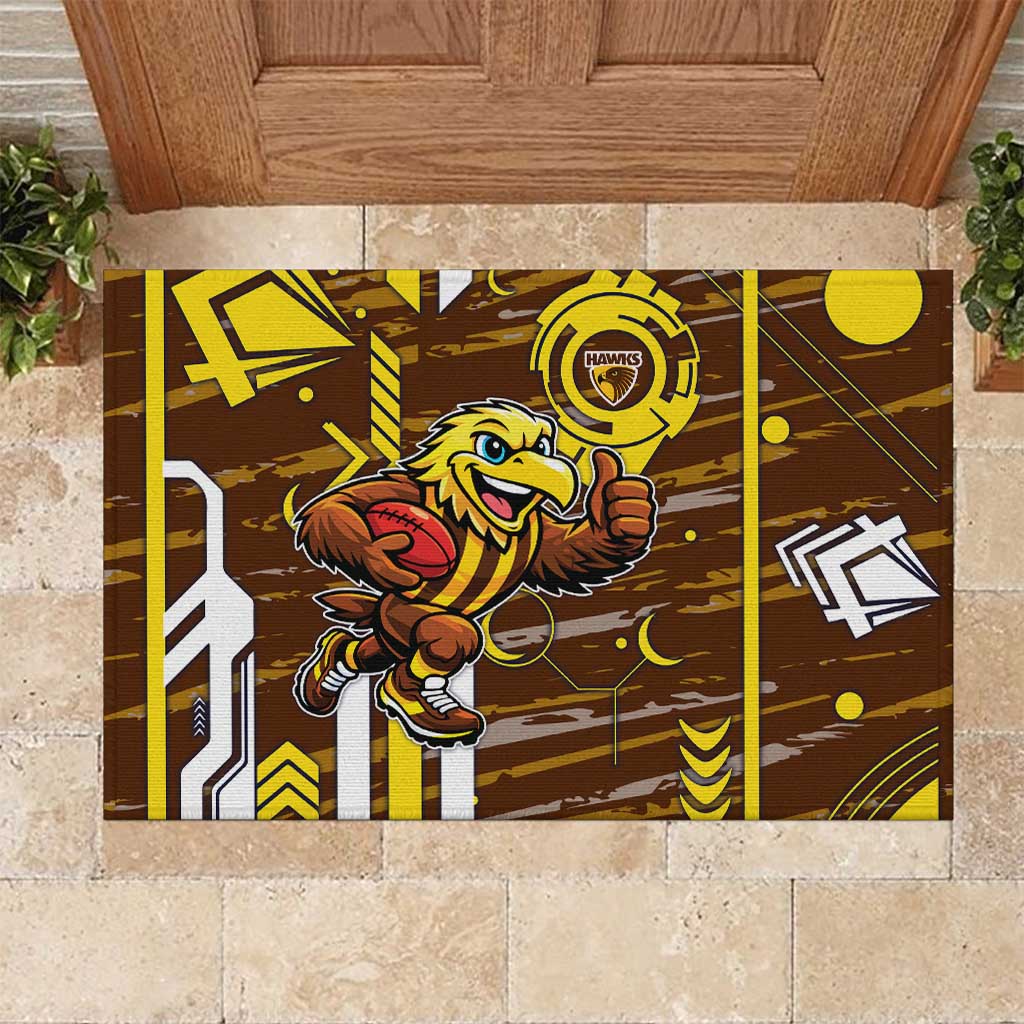 Hawthorn Hawks Rubber Doormat Mascot Cartoon Football Illustration Style