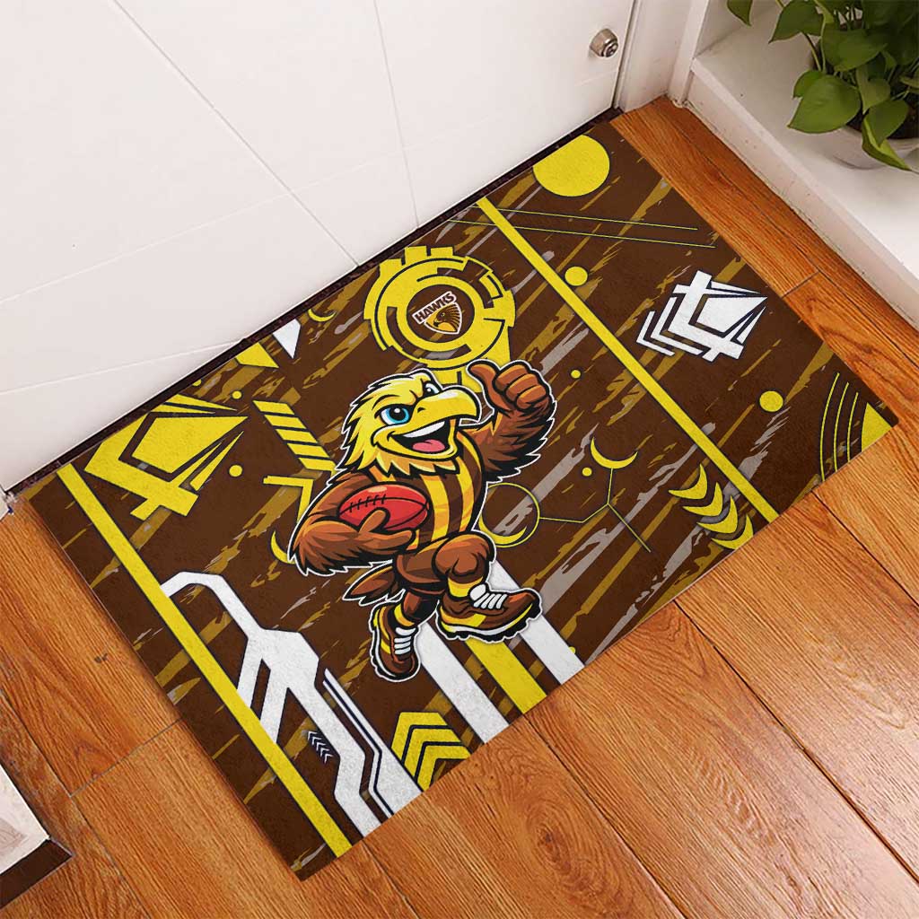 Hawthorn Hawks Rubber Doormat Mascot Cartoon Football Illustration Style