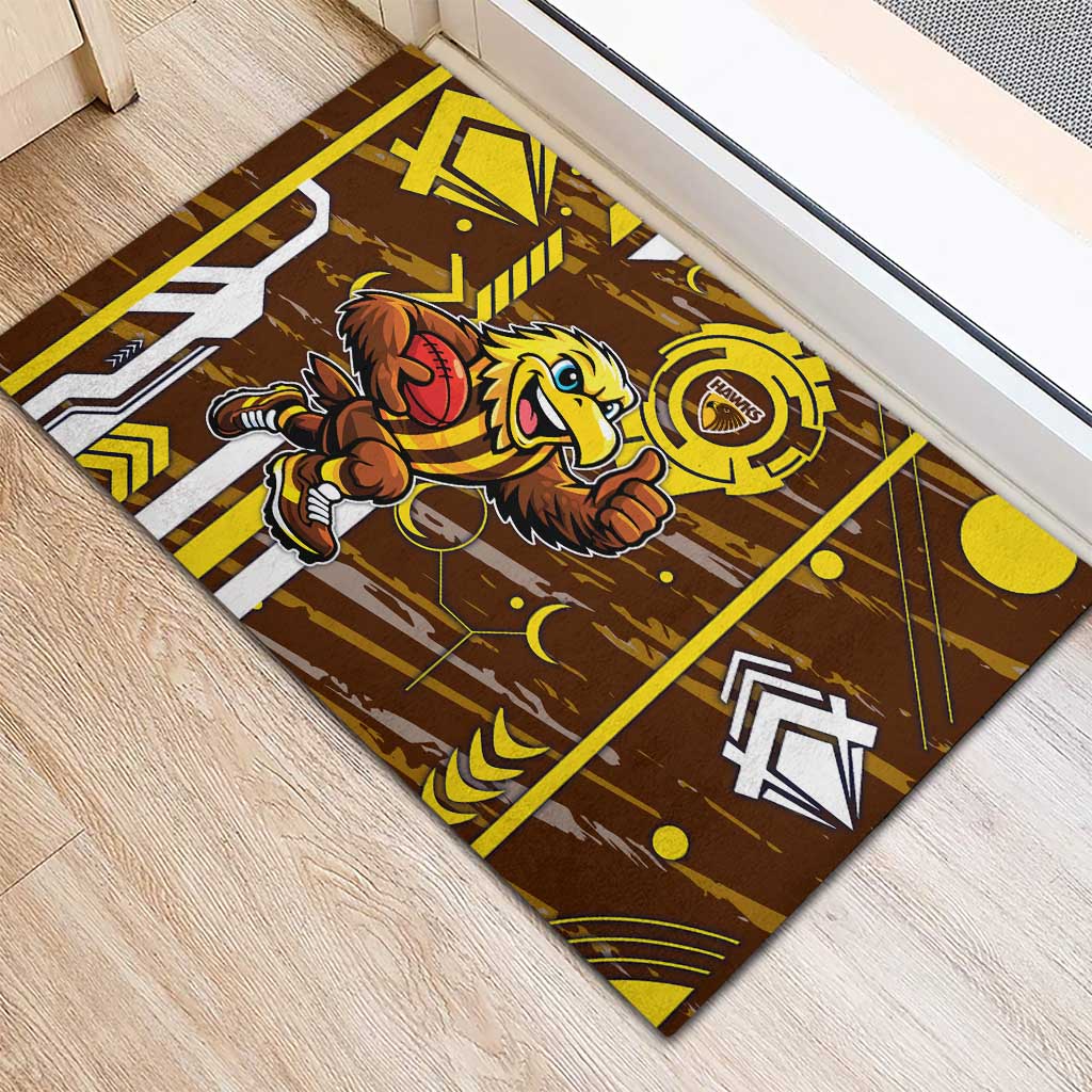 Hawthorn Hawks Rubber Doormat Mascot Cartoon Football Illustration Style