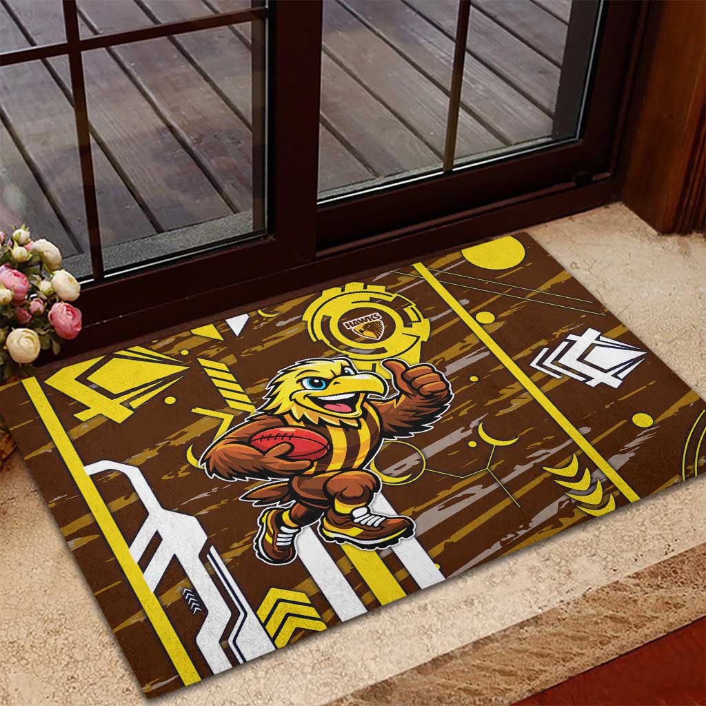 Hawthorn Hawks Rubber Doormat Mascot Cartoon Football Illustration Style