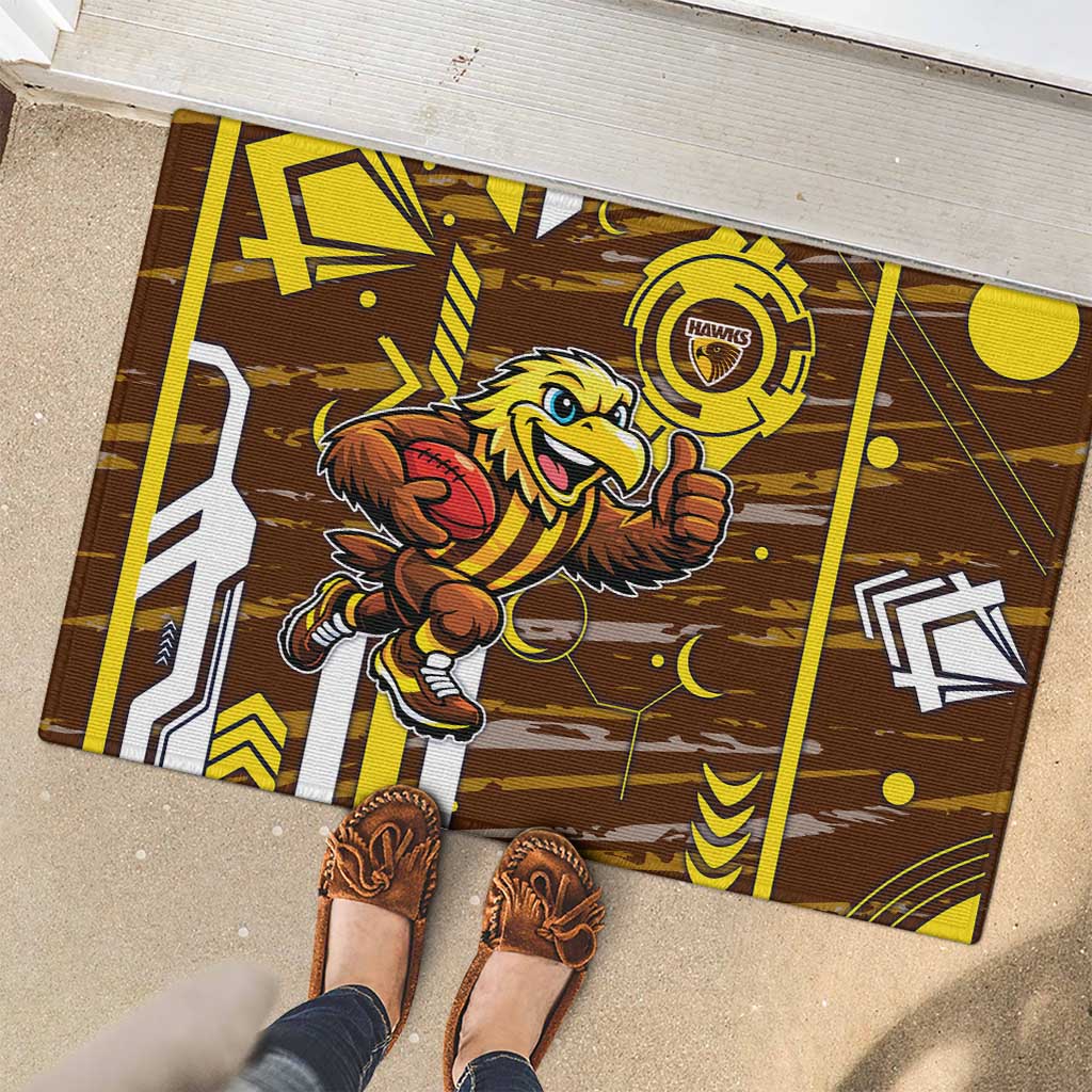 Hawthorn Hawks Rubber Doormat Mascot Cartoon Football Illustration Style