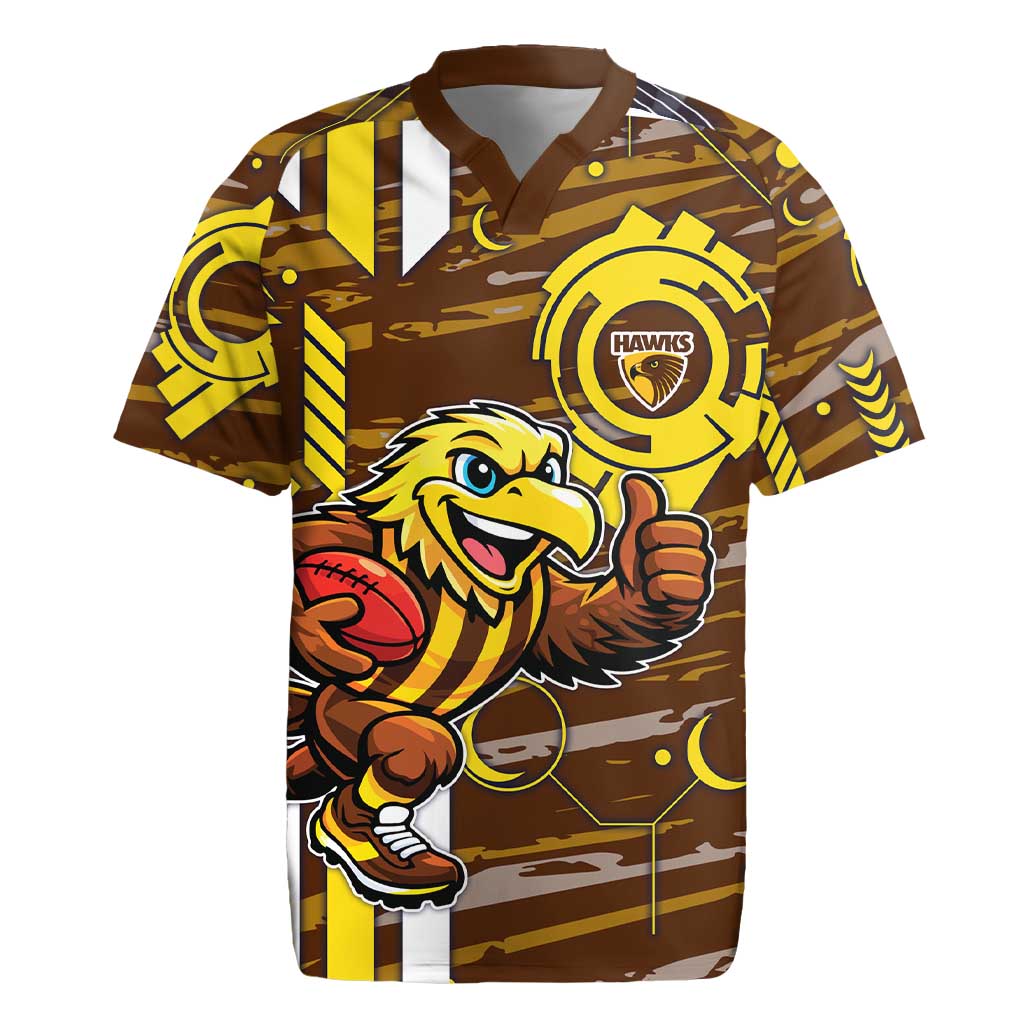Hawthorn Hawks Rugby Jersey Mascot Cartoon Football Illustration Style