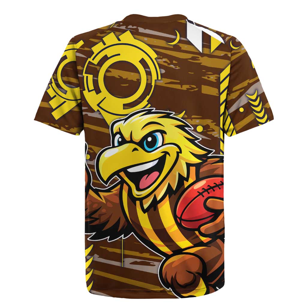 Hawthorn Hawks Rugby Jersey Mascot Cartoon Football Illustration Style