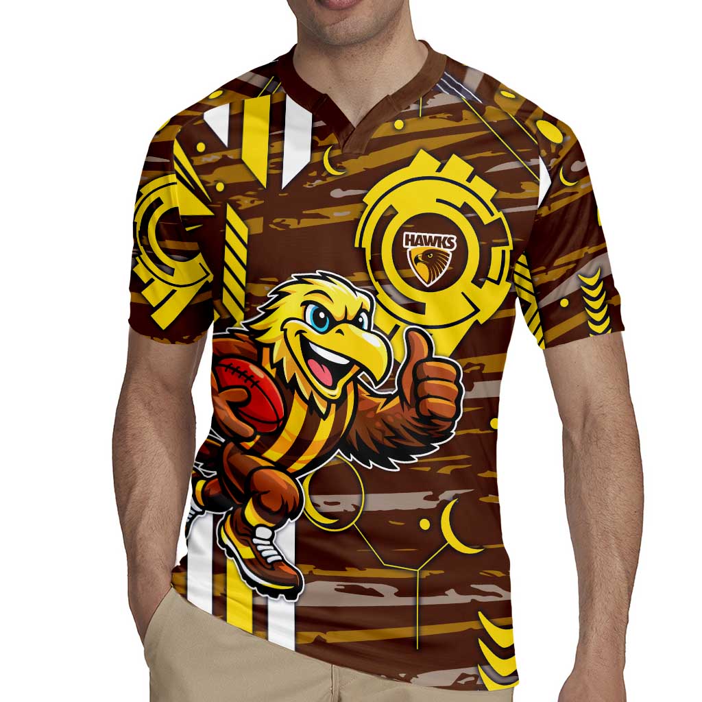 Hawthorn Hawks Rugby Jersey Mascot Cartoon Football Illustration Style