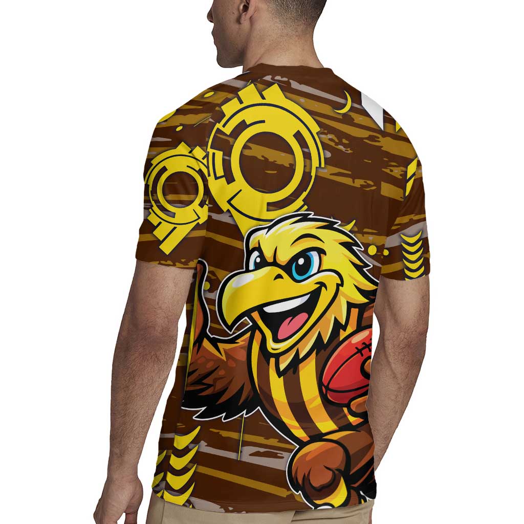 Hawthorn Hawks Rugby Jersey Mascot Cartoon Football Illustration Style
