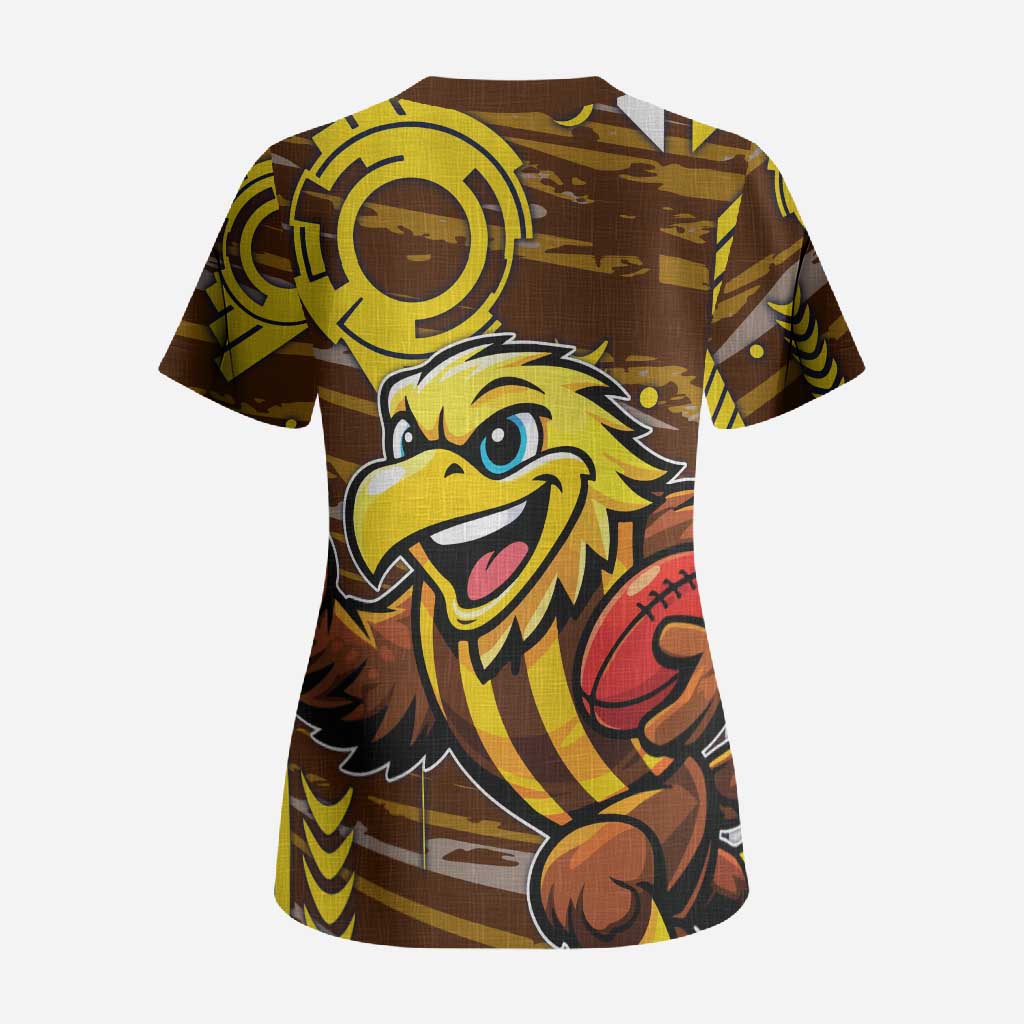 Hawthorn Hawks Scrub Top Mascot Cartoon Football Illustration Style