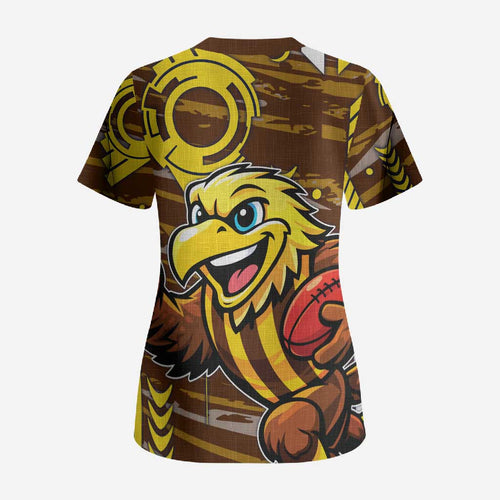 Hawthorn Hawks Scrub Top Mascot Cartoon Football Illustration Style