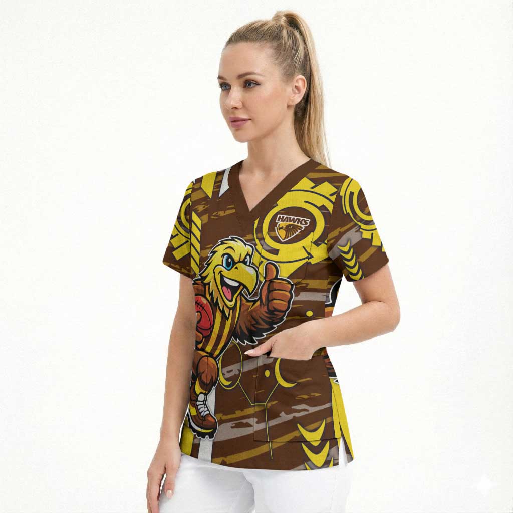 Hawthorn Hawks Scrub Top Mascot Cartoon Football Illustration Style