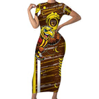Hawthorn Hawks Short Sleeve Bodycon Dress Mascot Cartoon Football Illustration Style