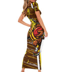 Hawthorn Hawks Short Sleeve Bodycon Dress Mascot Cartoon Football Illustration Style