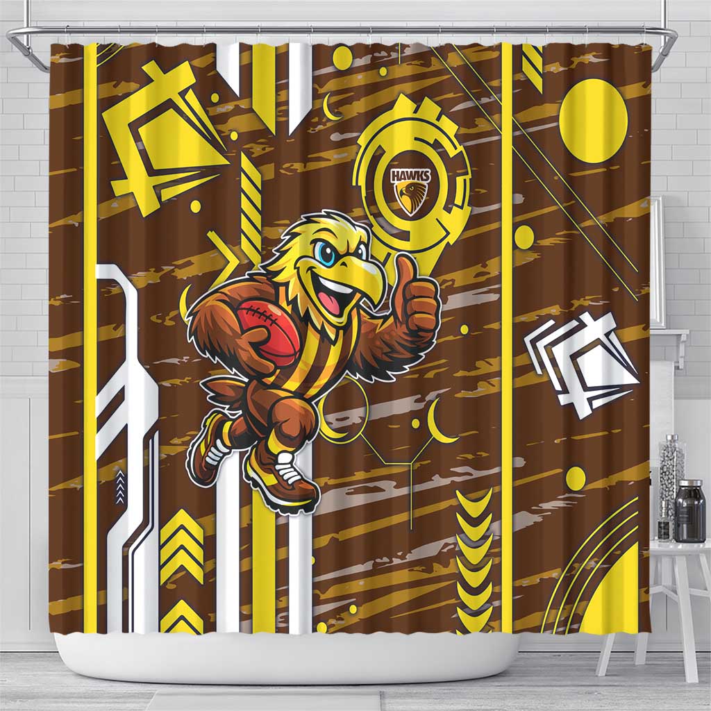 Hawthorn Hawks Shower Curtain Mascot Cartoon Football Illustration Style
