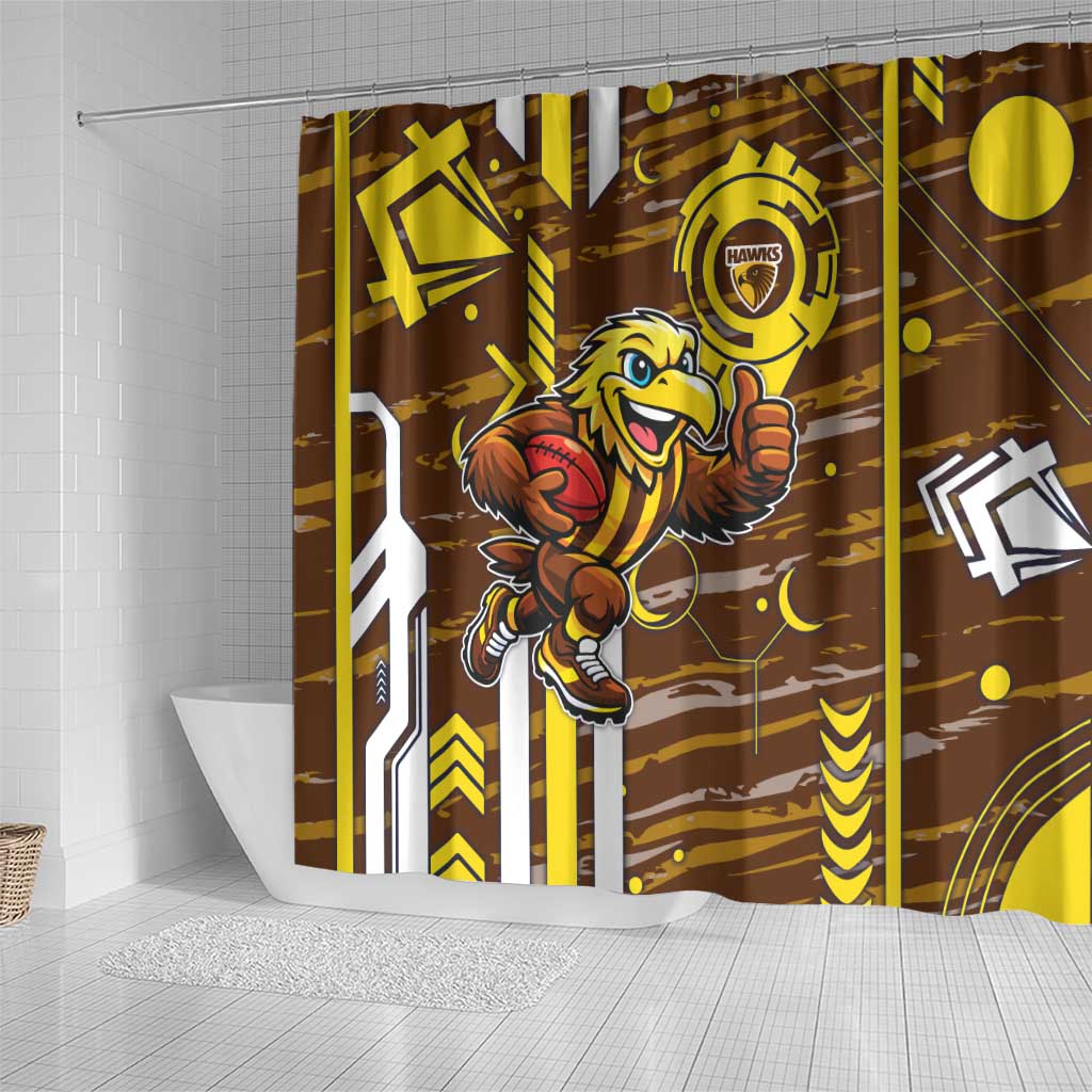 Hawthorn Hawks Shower Curtain Mascot Cartoon Football Illustration Style