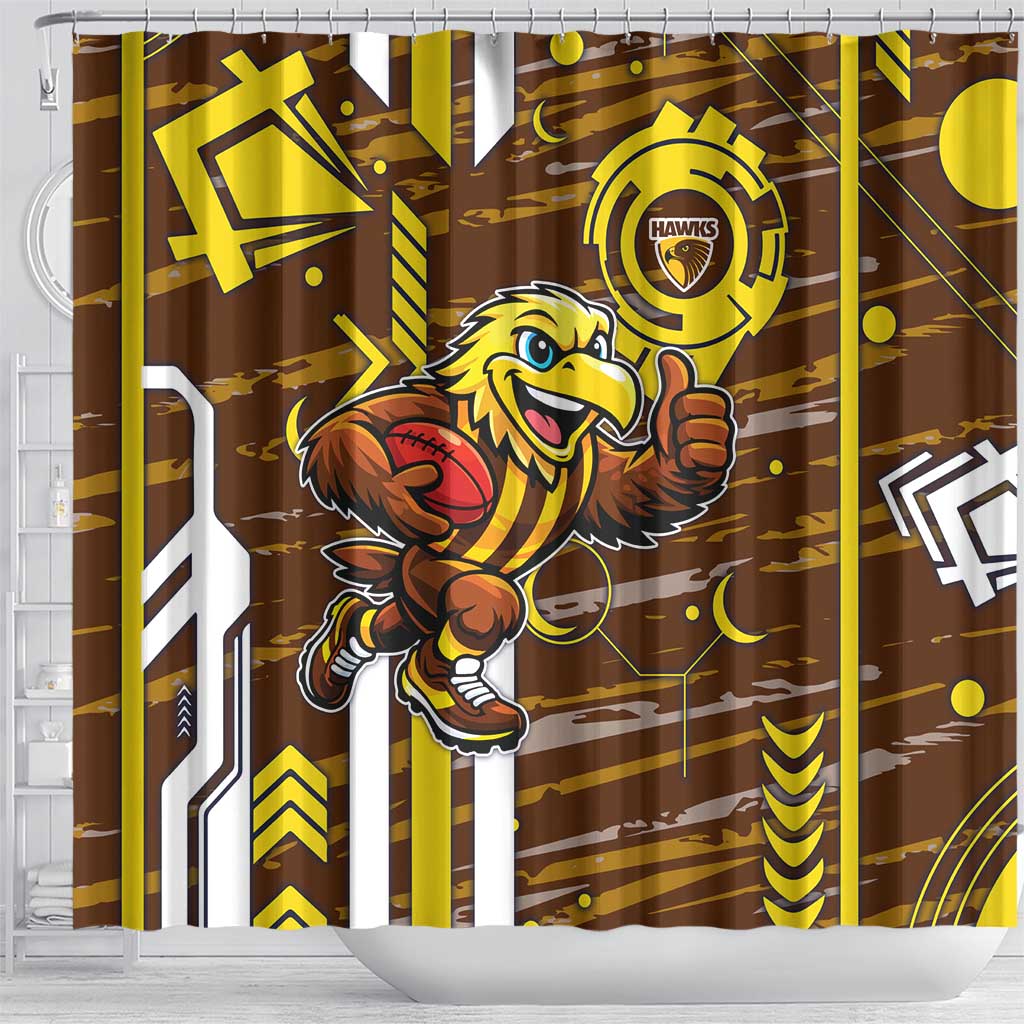 Hawthorn Hawks Shower Curtain Mascot Cartoon Football Illustration Style